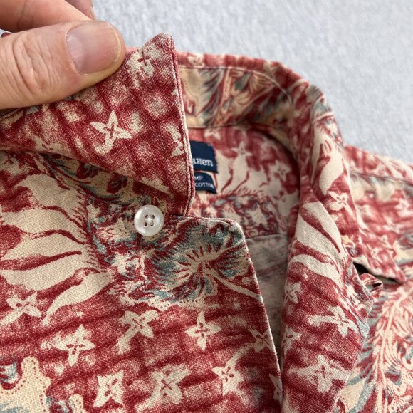 Vintage Polo Ralph Lauren Loop Collar Camp Shirt Mens L (Estimate) Linen Floral - Picture 5 of 11